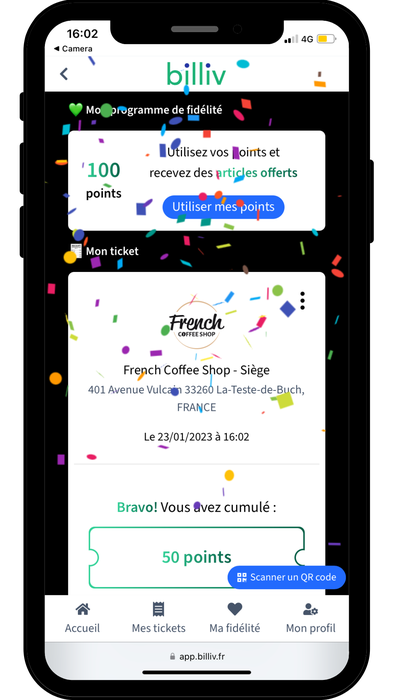 Le programme de fidélité French Coffee Shop sur mobile