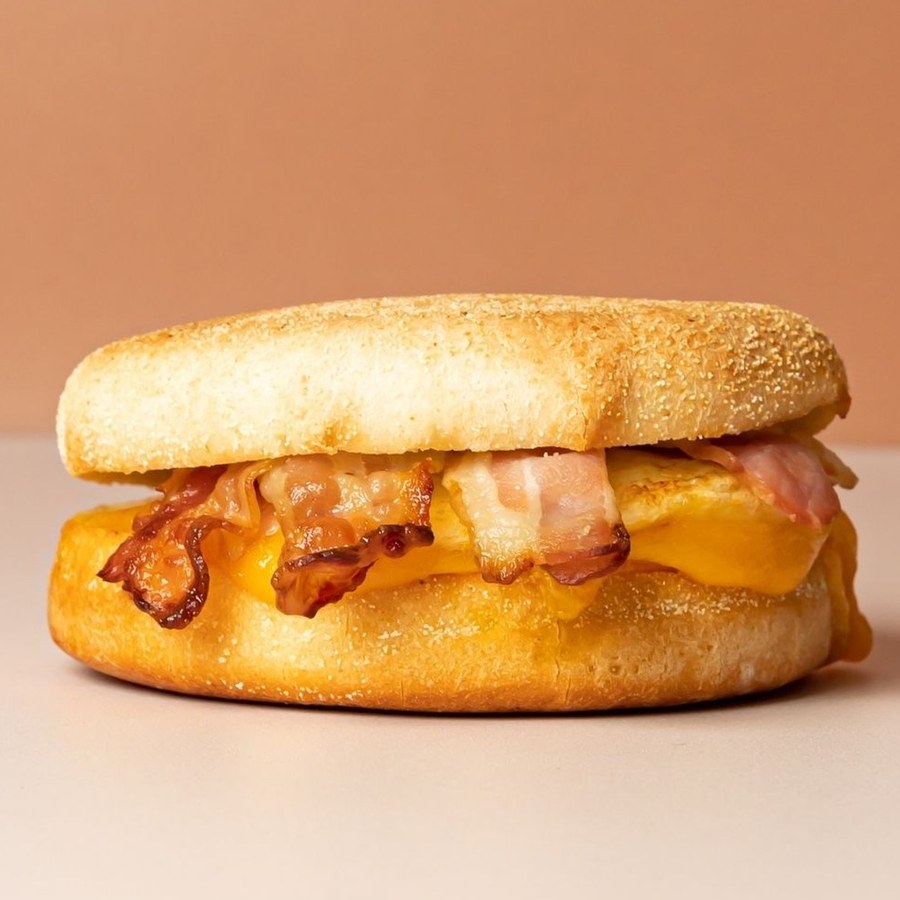 Muffin eggs bacon
